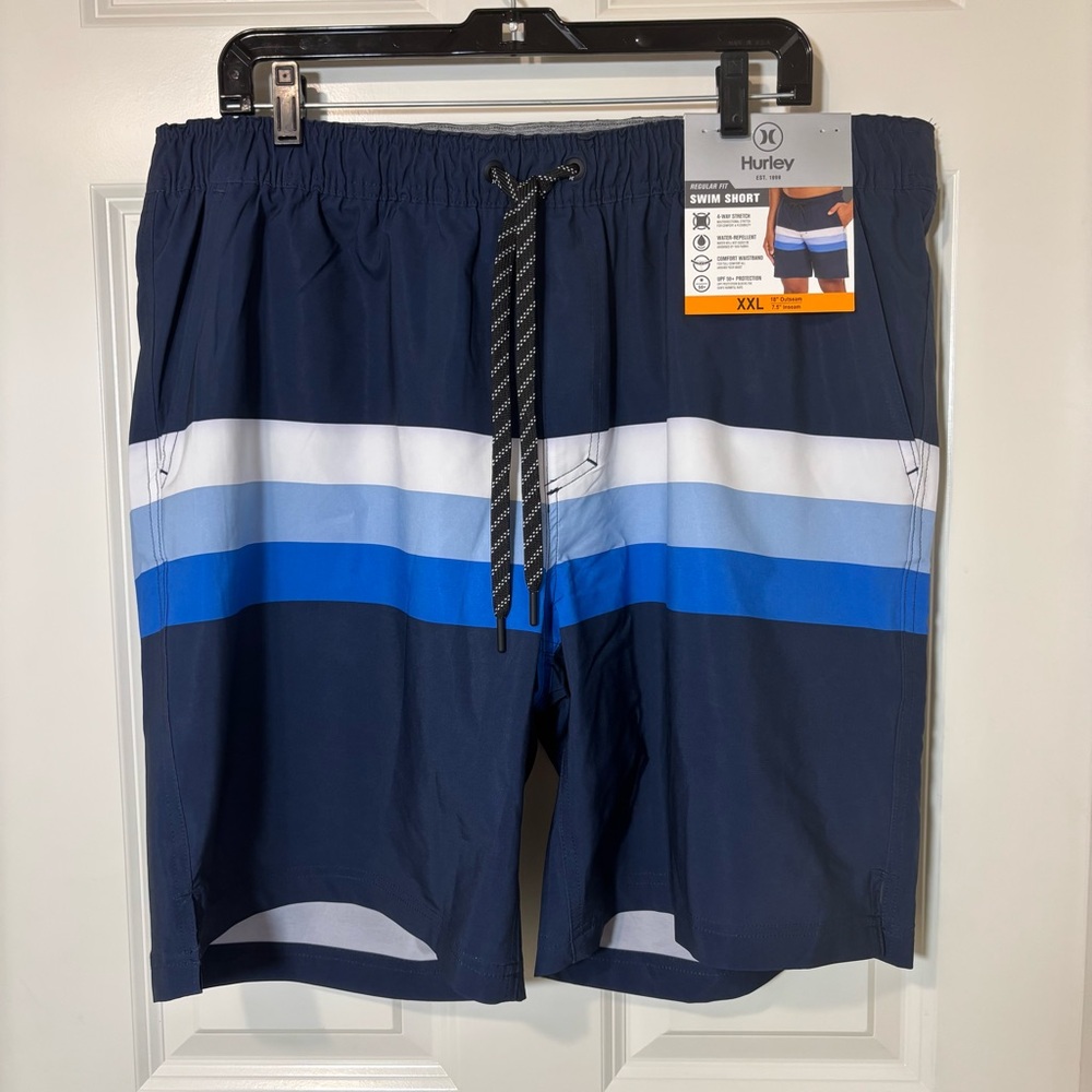 NWT Hurley Men's Navy and Blue Swim Shorts Size XXL